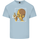 An Alien Smoking Weed Kids T-Shirt Childrens Light Blue