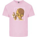 An Alien Smoking Weed Kids T-Shirt Childrens Light Pink