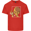 An Alien Smoking Weed Kids T-Shirt Childrens Red