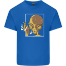 An Alien Smoking Weed Kids T-Shirt Childrens Royal Blue