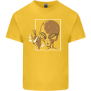 An Alien Smoking Weed Kids T-Shirt Childrens Yellow