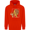 An Alien Smoking Weed Mens 80% Cotton Hoodie Bright Red