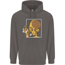 An Alien Smoking Weed Mens 80% Cotton Hoodie Charcoal
