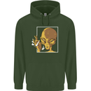 An Alien Smoking Weed Mens 80% Cotton Hoodie Forest Green
