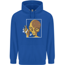 An Alien Smoking Weed Mens 80% Cotton Hoodie Royal Blue