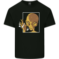An Alien Smoking Weed Mens Cotton T-Shirt Tee Top Black
