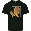 An Alien Smoking Weed Mens Cotton T-Shirt Tee Top Black