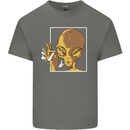 An Alien Smoking Weed Mens Cotton T-Shirt Tee Top Charcoal