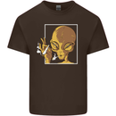 An Alien Smoking Weed Mens Cotton T-Shirt Tee Top Dark Chocolate