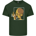 An Alien Smoking Weed Mens Cotton T-Shirt Tee Top Forest Green