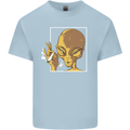 An Alien Smoking Weed Mens Cotton T-Shirt Tee Top Light Blue