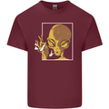 An Alien Smoking Weed Mens Cotton T-Shirt Tee Top Maroon