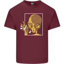 An Alien Smoking Weed Mens Cotton T-Shirt Tee Top Maroon