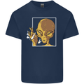 An Alien Smoking Weed Mens Cotton T-Shirt Tee Top Navy Blue