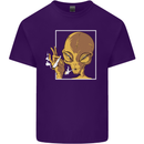An Alien Smoking Weed Mens Cotton T-Shirt Tee Top Purple