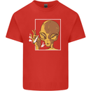 An Alien Smoking Weed Mens Cotton T-Shirt Tee Top Red