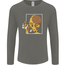An Alien Smoking Weed Mens Long Sleeve T-Shirt Charcoal