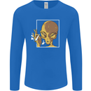 An Alien Smoking Weed Mens Long Sleeve T-Shirt Royal Blue