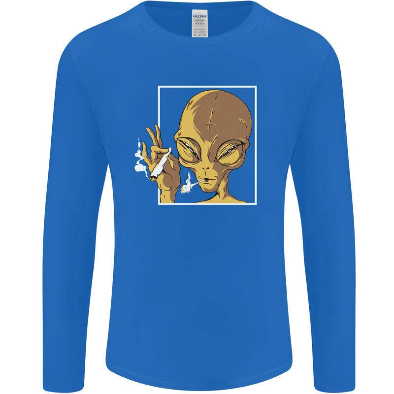 An Alien Smoking Weed Mens Long Sleeve T-Shirt Royal Blue