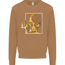 An Alien Smoking Weed Mens Sweatshirt Jumper Caramel Latte
