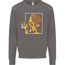 An Alien Smoking Weed Mens Sweatshirt Jumper Charcoal