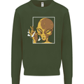 An Alien Smoking Weed Mens Sweatshirt Jumper Forest Green