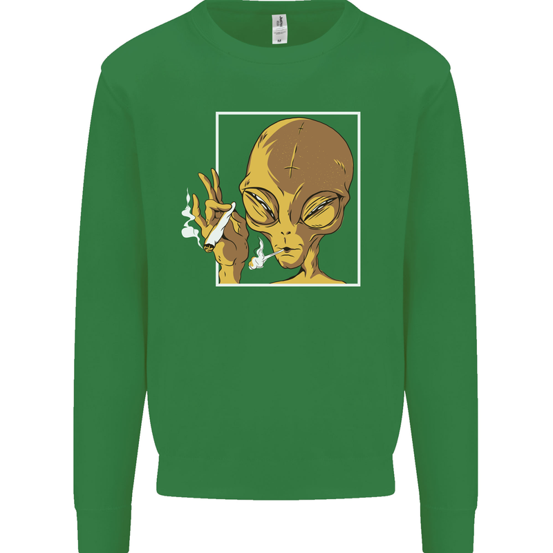 An Alien Smoking Weed Mens Sweatshirt Jumper Irish Green