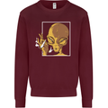 An Alien Smoking Weed Mens Sweatshirt Jumper Maroon