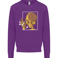 An Alien Smoking Weed Mens Sweatshirt Jumper Purple