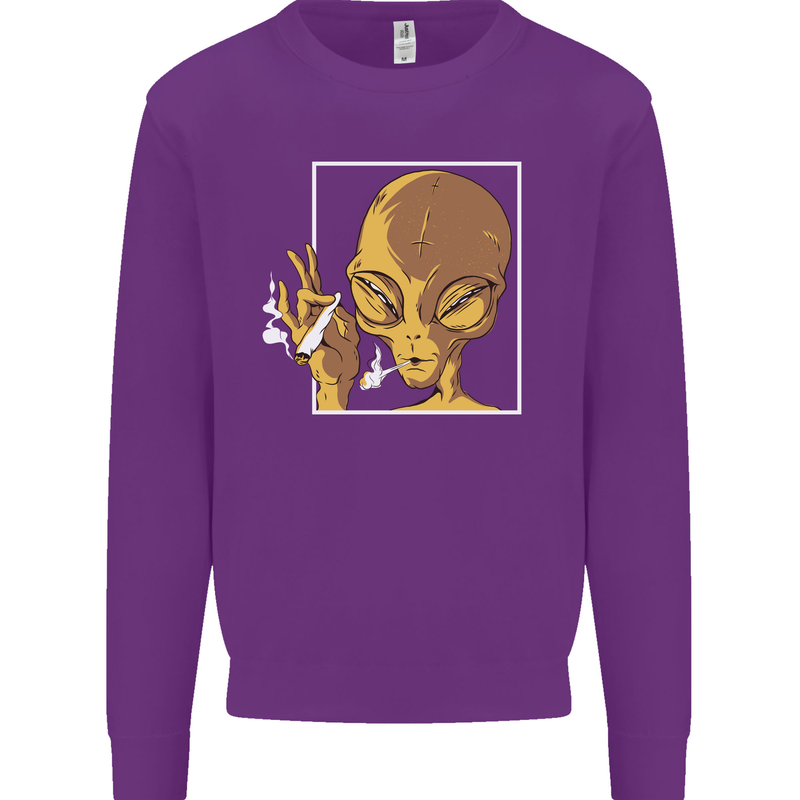 An Alien Smoking Weed Mens Sweatshirt Jumper Purple