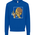 An Alien Smoking Weed Mens Sweatshirt Jumper Royal Blue