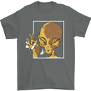 An Alien Smoking Weed Mens T-Shirt 100% Cotton Charcoal