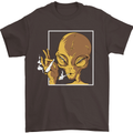 An Alien Smoking Weed Mens T-Shirt 100% Cotton Dark Chocolate
