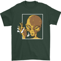 An Alien Smoking Weed Mens T-Shirt 100% Cotton Forest Green