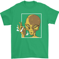 An Alien Smoking Weed Mens T-Shirt 100% Cotton Irish Green