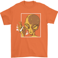 An Alien Smoking Weed Mens T-Shirt 100% Cotton Orange