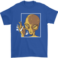 An Alien Smoking Weed Mens T-Shirt 100% Cotton Royal Blue