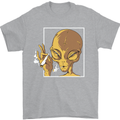 An Alien Smoking Weed Mens T-Shirt 100% Cotton Sports Grey