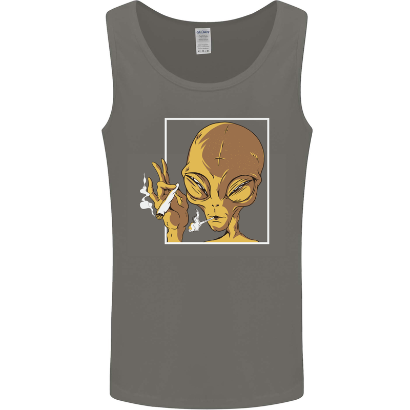 An Alien Smoking Weed Mens Vest Tank Top Charcoal