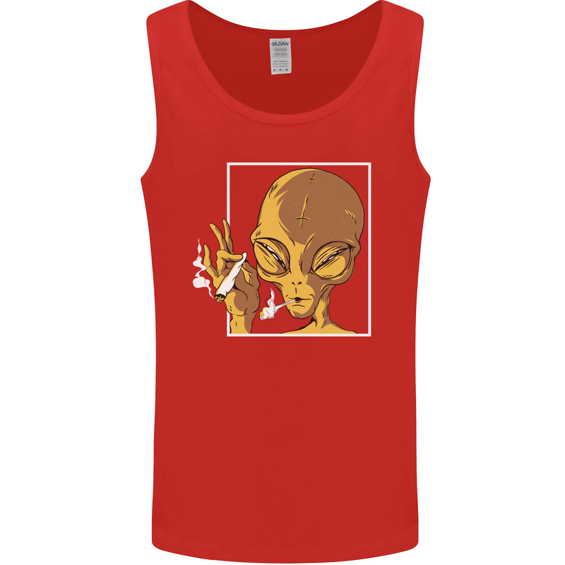 An Alien Smoking Weed Mens Vest Tank Top Red