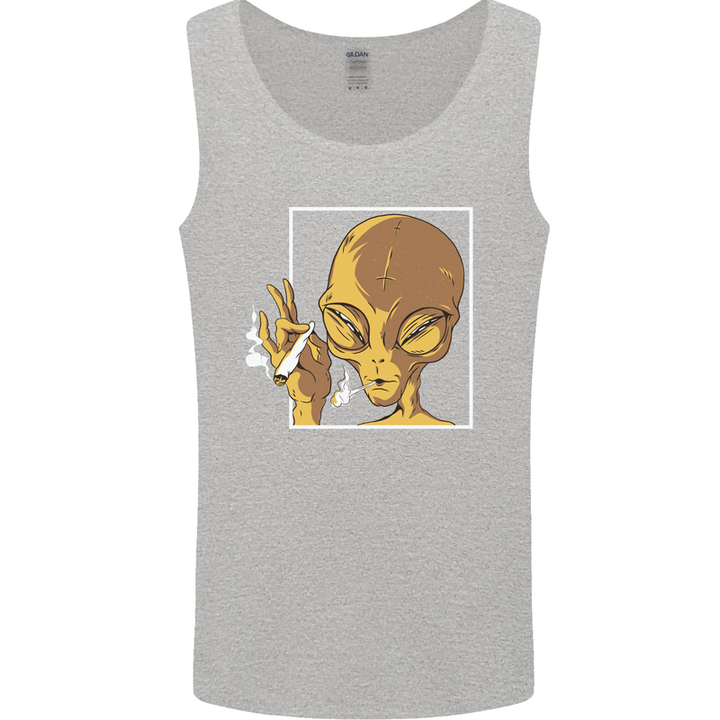 An Alien Smoking Weed Mens Vest Tank Top Sports Grey