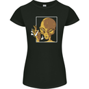 An Alien Smoking Weed Womens Petite Cut T-Shirt Black