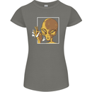 An Alien Smoking Weed Womens Petite Cut T-Shirt Charcoal