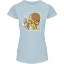 An Alien Smoking Weed Womens Petite Cut T-Shirt Light Blue