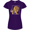 An Alien Smoking Weed Womens Petite Cut T-Shirt Purple