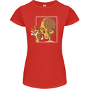 An Alien Smoking Weed Womens Petite Cut T-Shirt Red