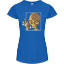 An Alien Smoking Weed Womens Petite Cut T-Shirt Royal Blue