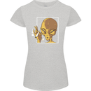 An Alien Smoking Weed Womens Petite Cut T-Shirt Sports Grey
