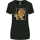 An Alien Smoking Weed Womens Wider Cut T-Shirt Black