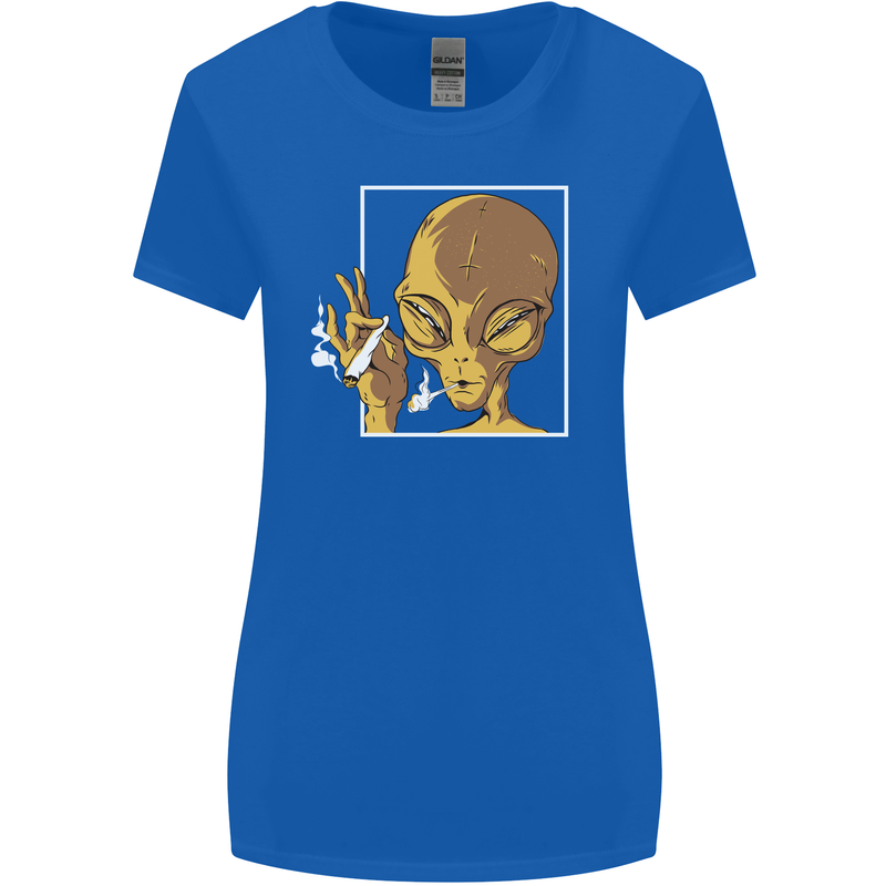 An Alien Smoking Weed Womens Wider Cut T-Shirt Royal Blue